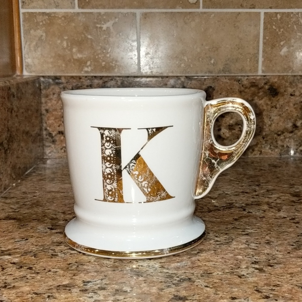 Anthropologie Limited Edition Gold Monogram Mug